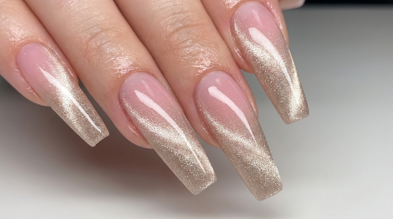 Unghie Ombré Rosa Delicato con Effetto Cat Eye — Tutorial Gel Step-by-Step