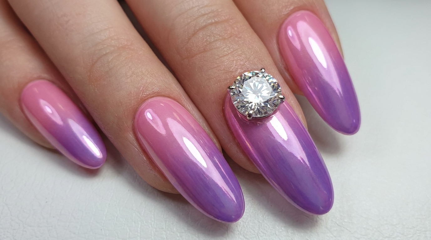 Unghie Ombré Rosa e Viola Ispirate ad Hailey Bieber — Tutorial Professionale