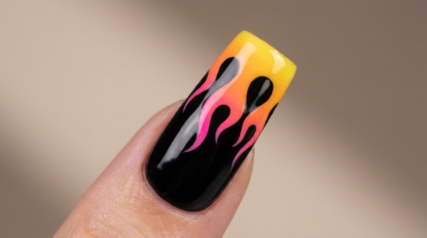 Nail Art Flame Gradient — Tutorial Passo dopo Passo