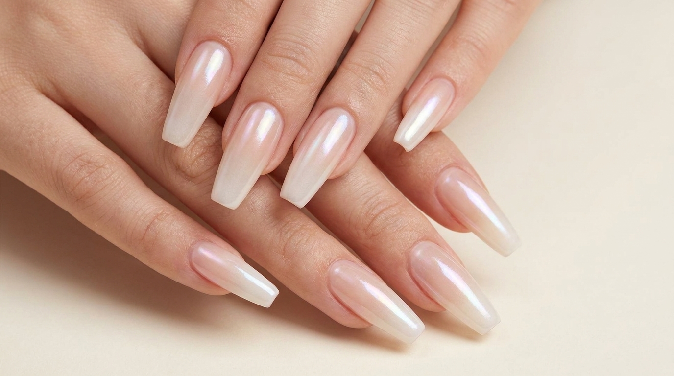 Unghie Ombré Bianco Latte con Effetto Cromato — Tutorial Elegante