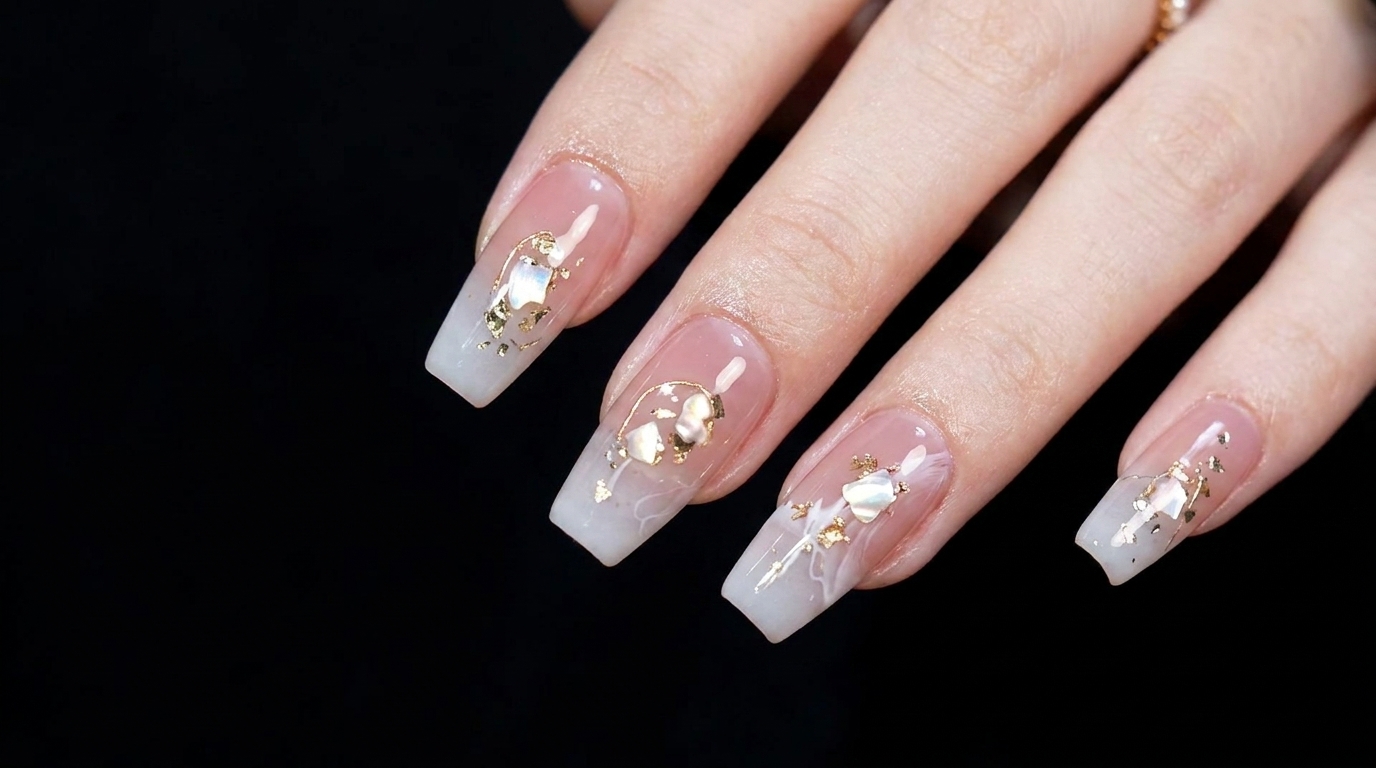 Nail Art Jelly e Foglia Oro — Tutorial Elegante a Strati