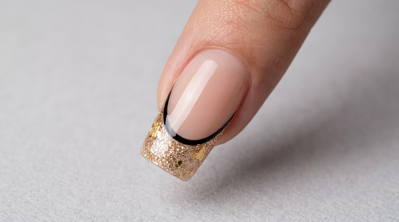 Unghie French Gradient con Glitter Oro e Foglia Oro — Tutorial Passo dopo Passo