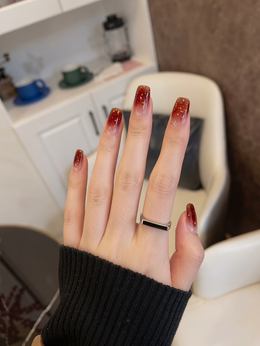 Unghie Sfumate color Ambra e Foglia Oro — Tutorial Passo dopo Passo