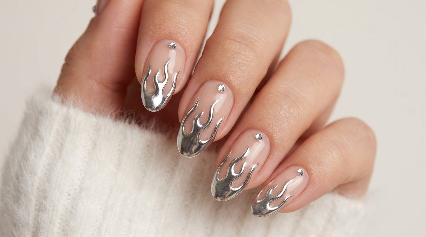 Nail Art Chrome Flame — Tutorial per unghie effetto specchio di tendenza