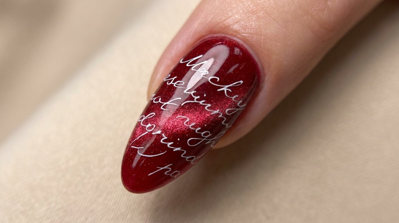 Unghie Cat Eye Rosse con Stamping Alfabetico — Tutorial Passo dopo Passo