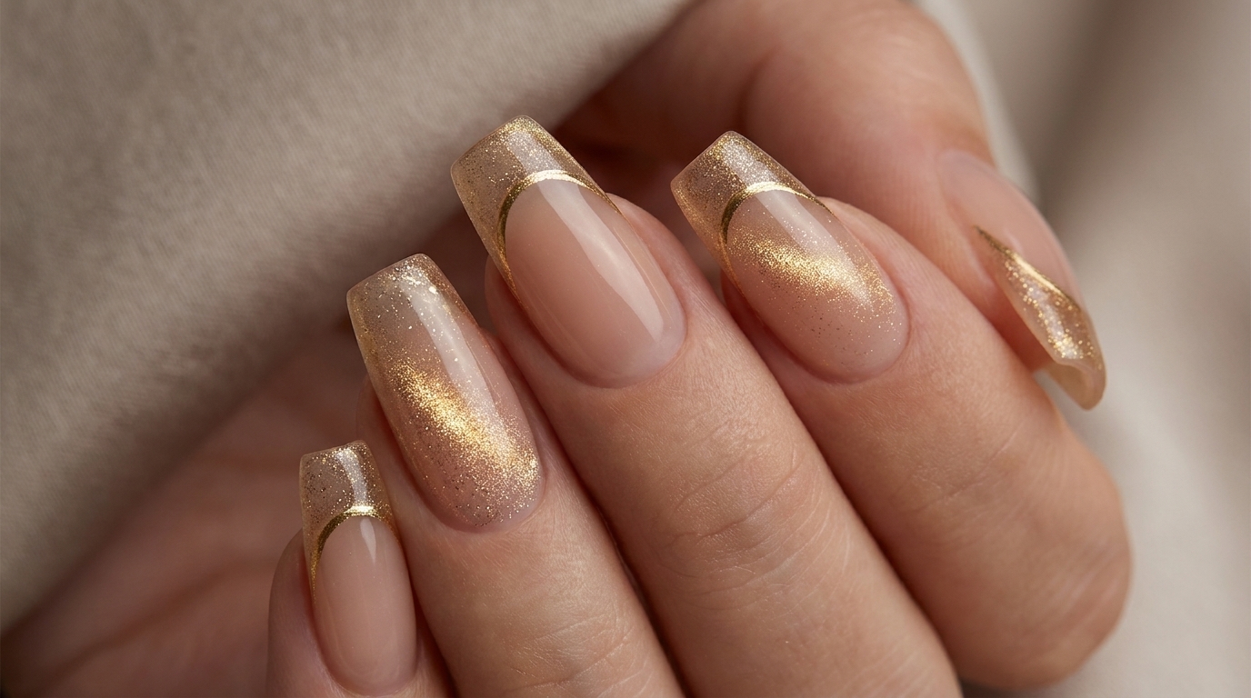 Manicure alla Francese con Cat-Eye Oro: Tutorial di Lusso