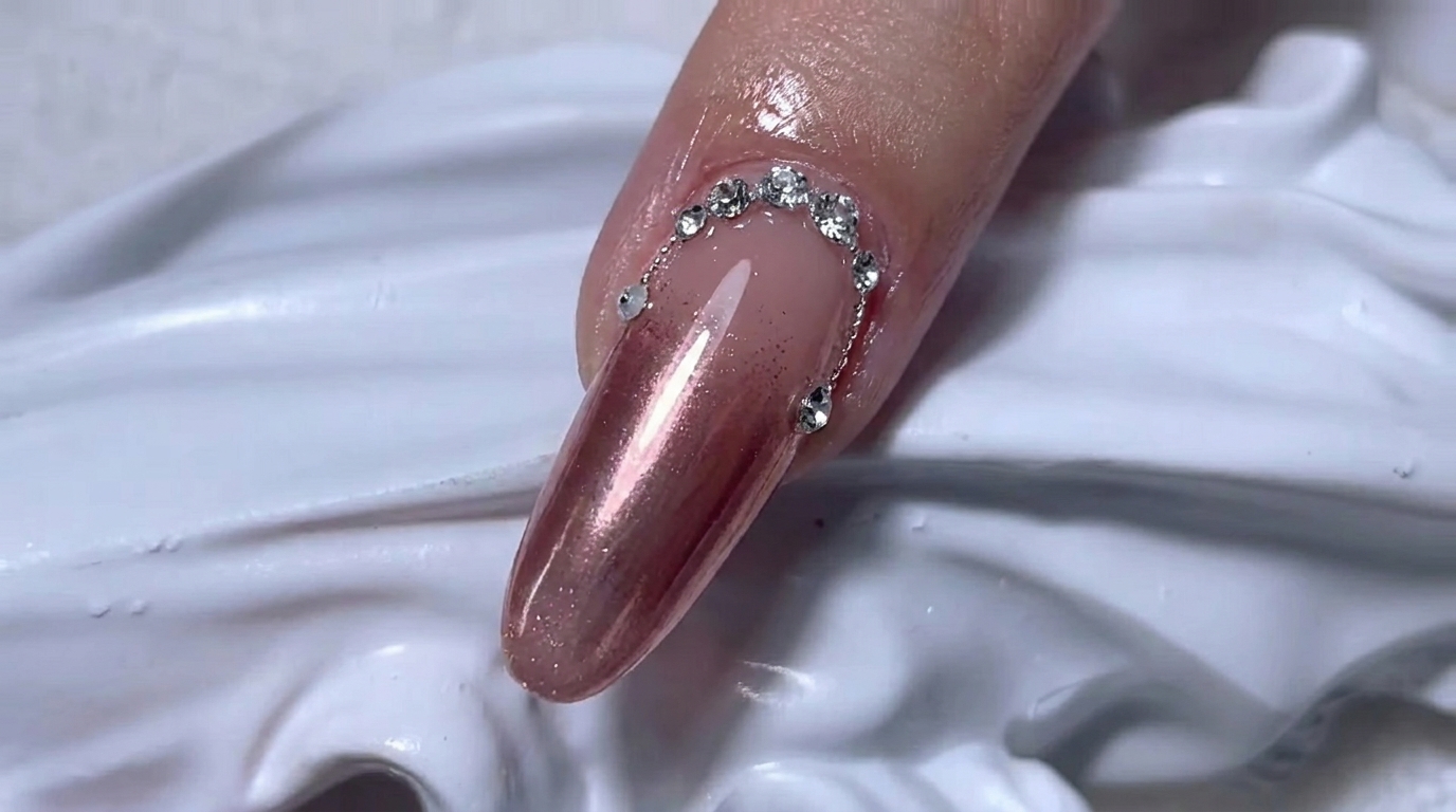 Unghie Sfumate Cromate Oro Rosa — Tutorial Elegante con Strass
