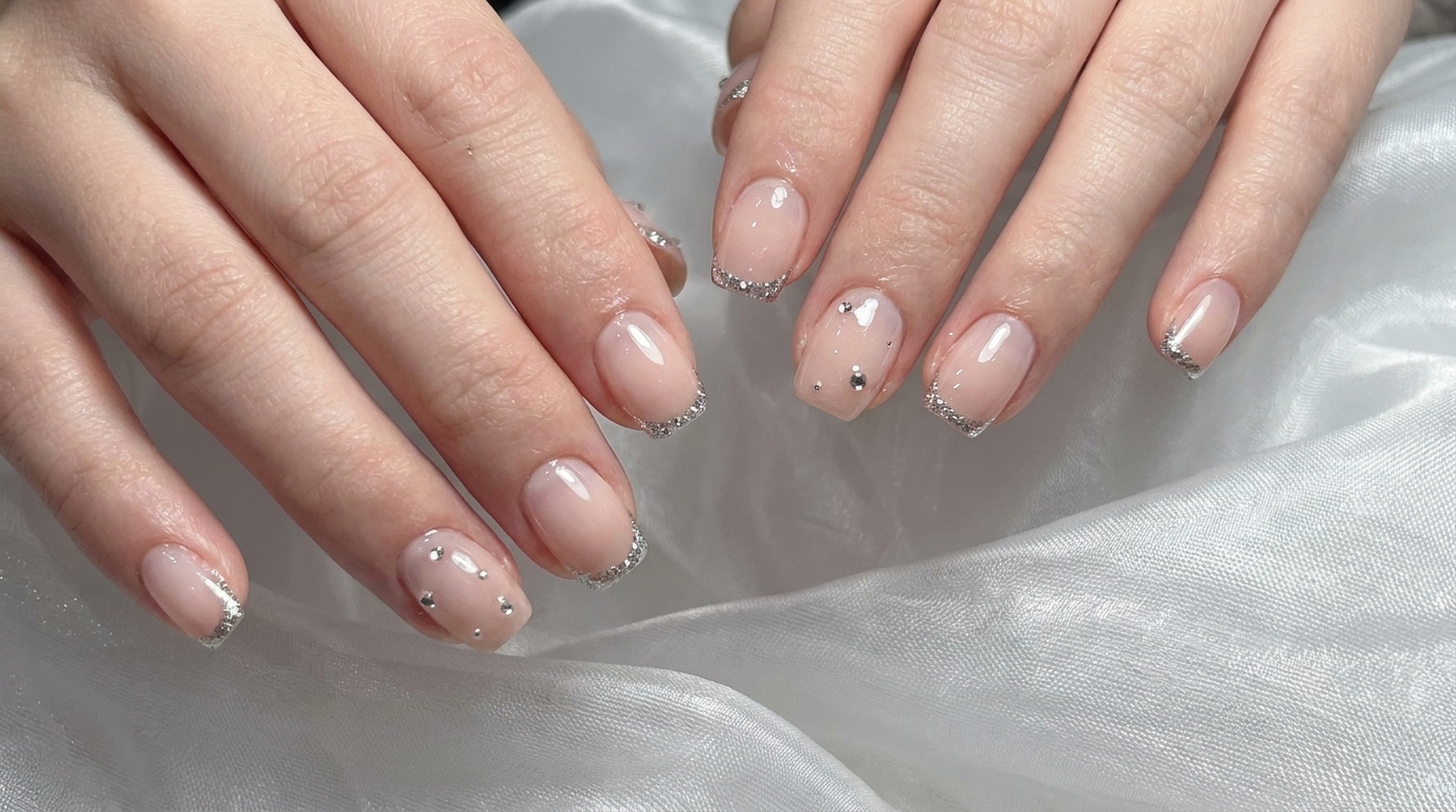 Manicure French Nude Pink con Glitter Argento — Tutorial Passo dopo Passo