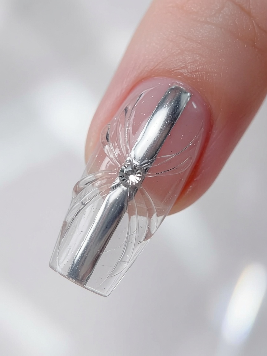 Tutorial: Nail Art 3D con Strisce Cromate e Vortici in Gel