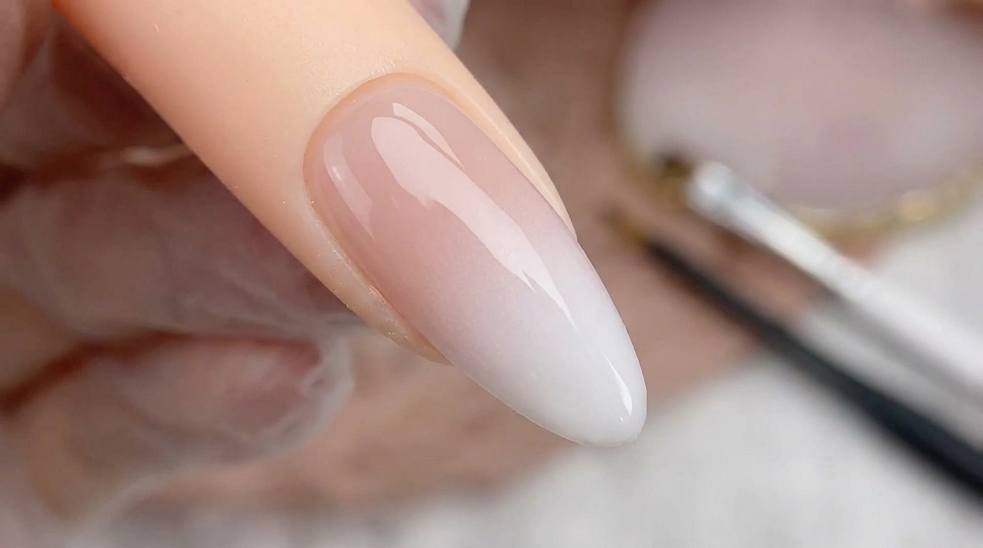 Unghie bianche ombré con aerografo — Tutorial passo dopo passo