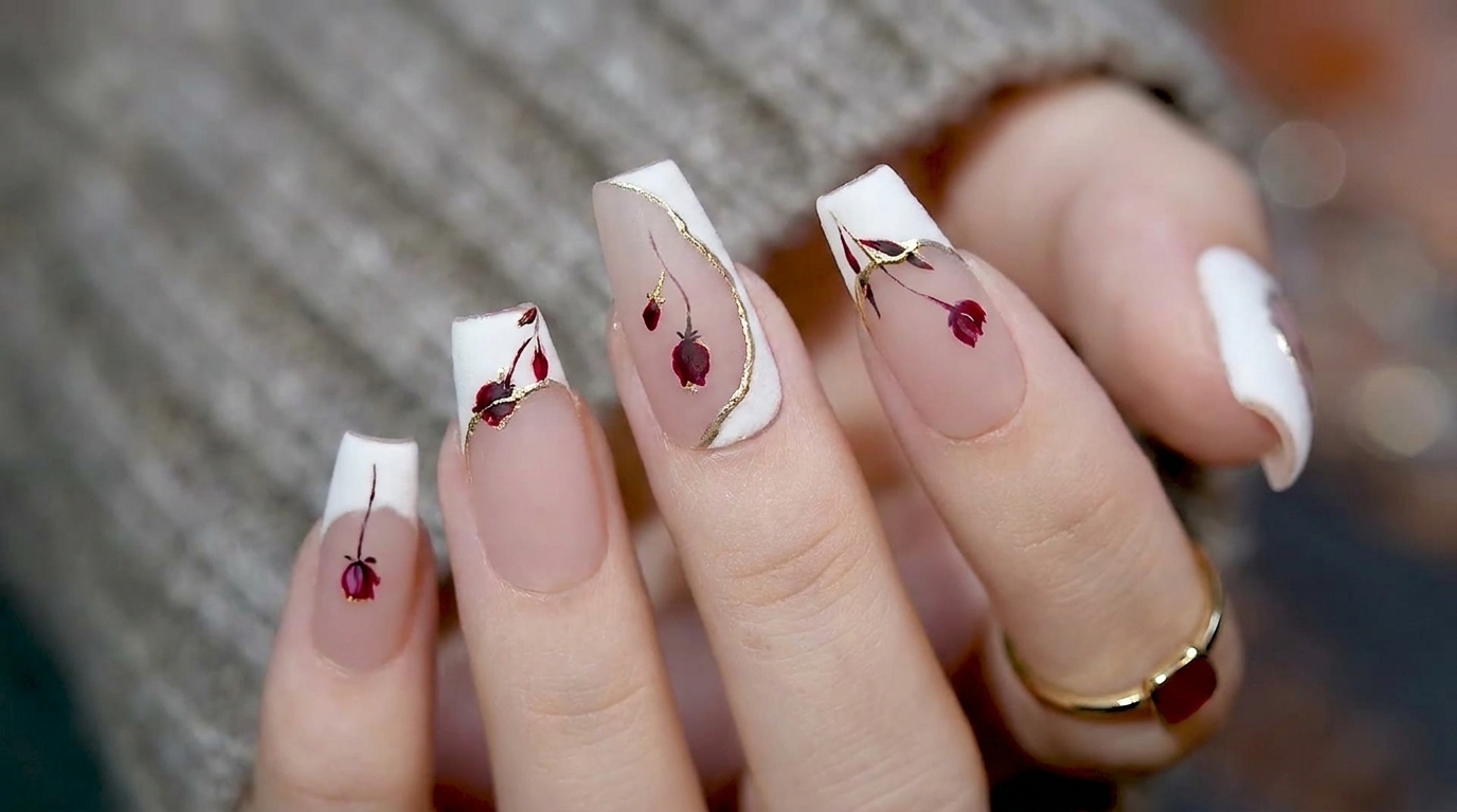 French Manicure con Rose e Dettagli in Oro — Tutorial Step-by-Step