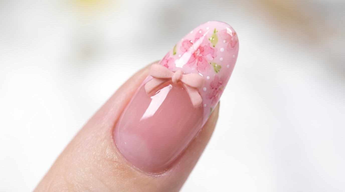 Tutorial Manicure French Floreale con Fiori di Ciliegio e Fiocchi 3D