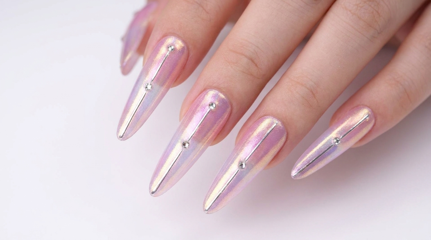 Unghie Stiletto Aurora Chrome: Tutorial Passo dopo Passo