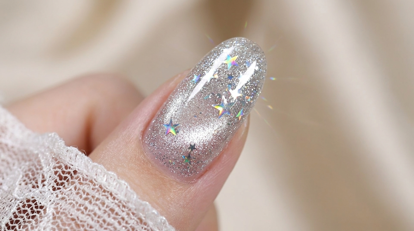 Unghie Silver Cat-Eye con Stelle: Tutorial per un Effetto Scintillante