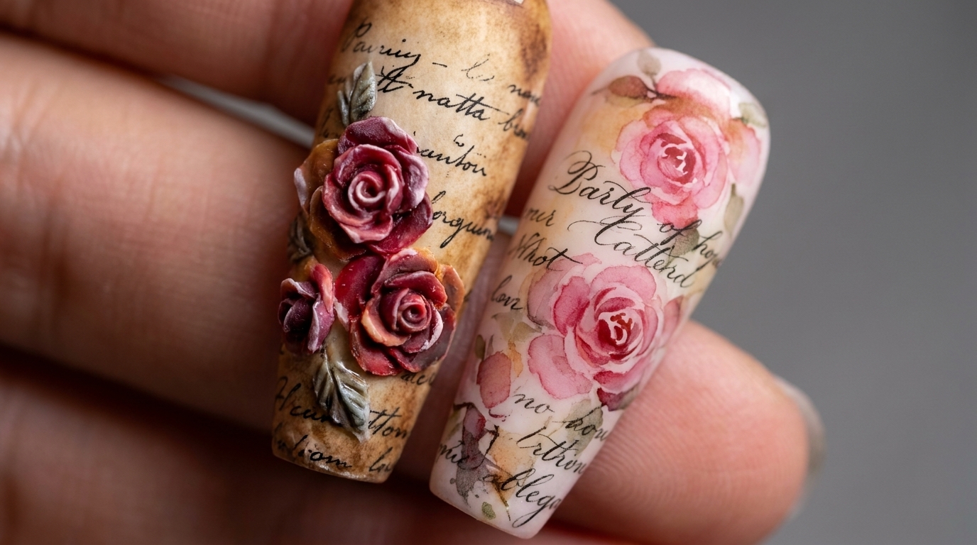Nail Art Romantico: Lettere d'Amore, Rose 3D e Acquerello