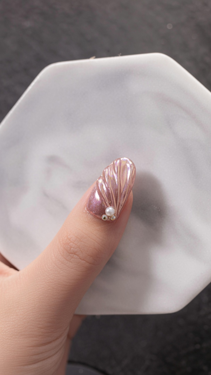 Nail Art Conchiglia 3D Oro Rosa — Tutorial Elegante in Rilievo