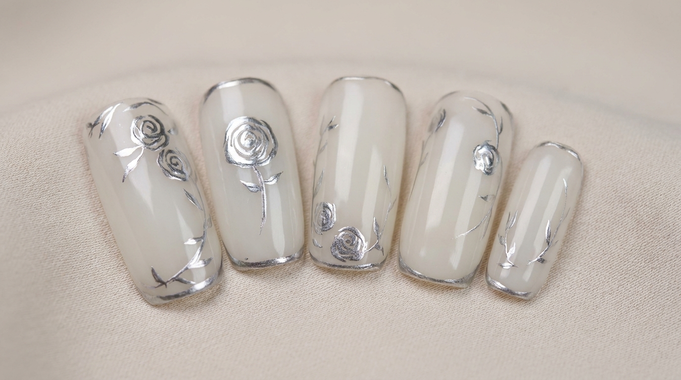 Elegante Nail Art con Rosa Metallizzata — Tutorial Passo dopo Passo