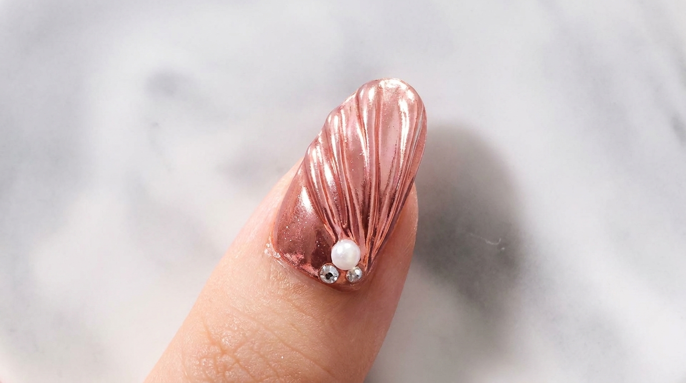 Unghie a Conchiglia Oro Rosa Cromato — Tutorial 3D Passo dopo Passo