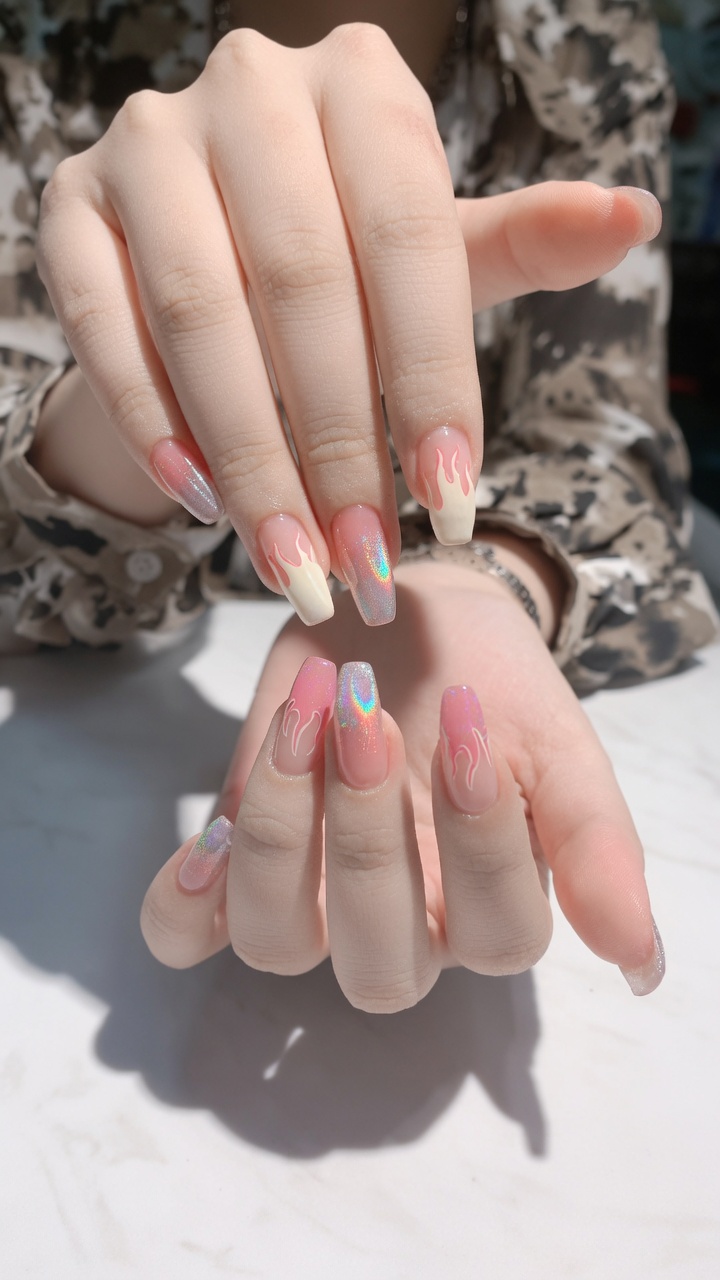 Tutorial Unghie Gel: Design Fiamme Iridescenti