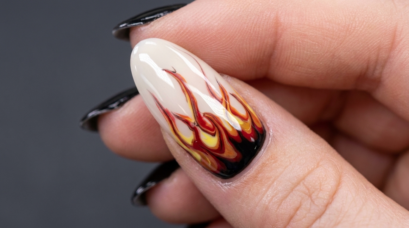 Nail Art con Fiamme a S — Tutorial Passo dopo Passo