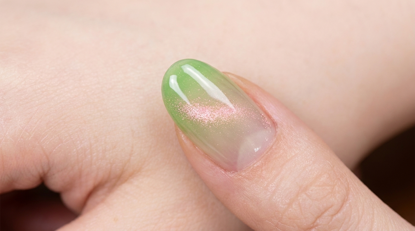 Unghie Cat-Eye Sfumate Verde Mela — Tutorial Passo dopo Passo