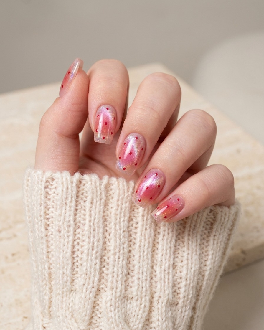 Un pennello che applica uno strato di base coat YOUTH ROSE su ununghia naturale pulita.
