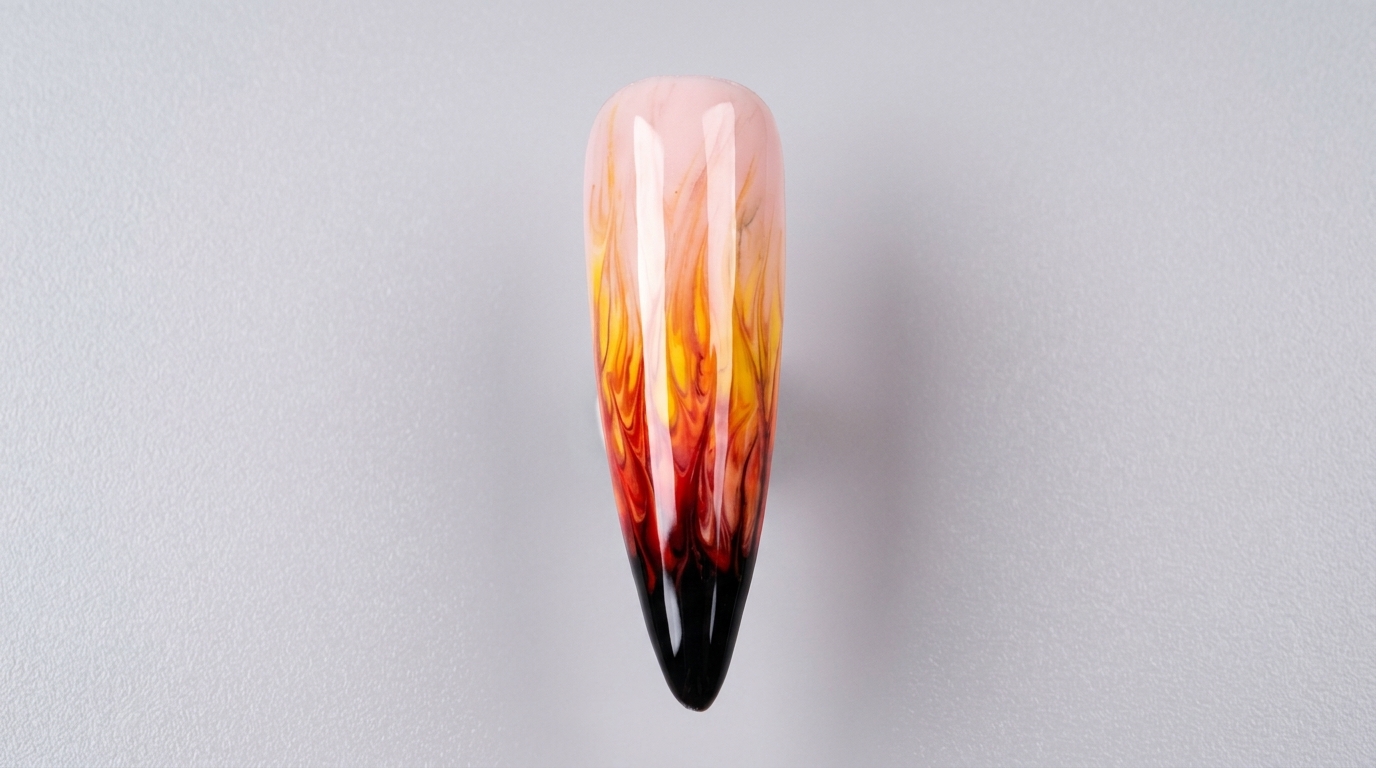 Unghie Gel Sfumate con Fiamme — Tutorial Artistico Passo Passo