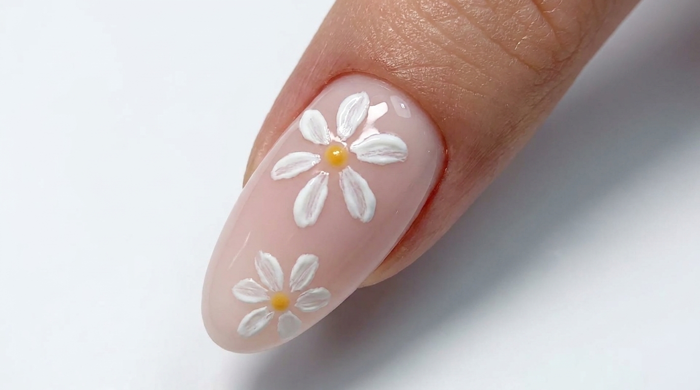 Nail Art Semplice con Margherite — Tutorial Passo dopo Passo per Principianti