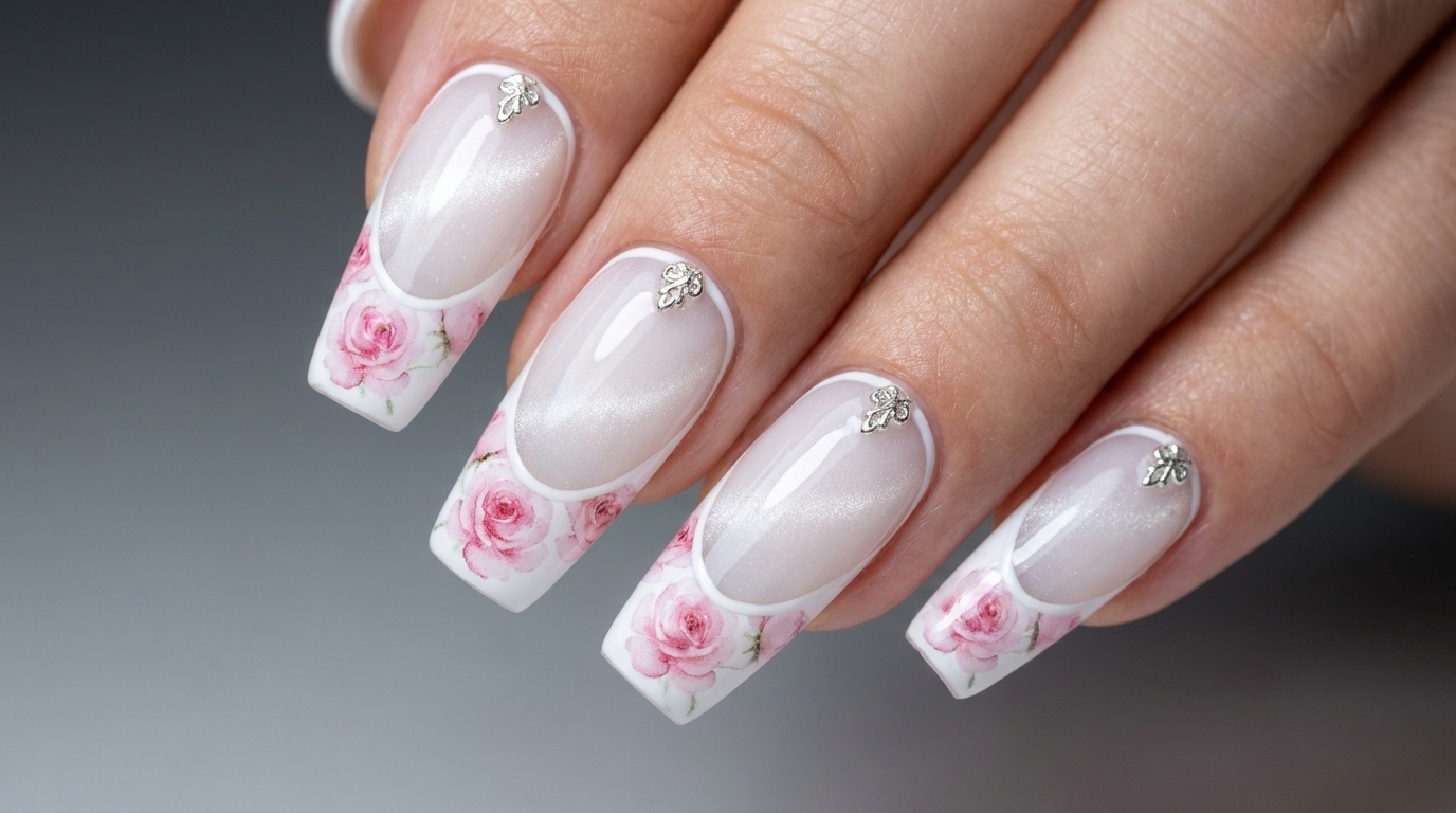 Manicure alla Francese con Rose Acquerellate — Tutorial Nail Art Floreale Elegante