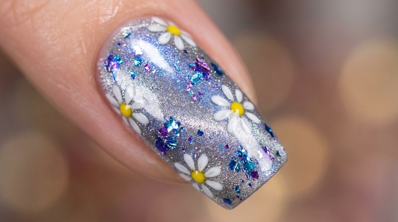 Nail Art Daisy con Effetto Cat-Eye — Tutorial Floreale in Gel