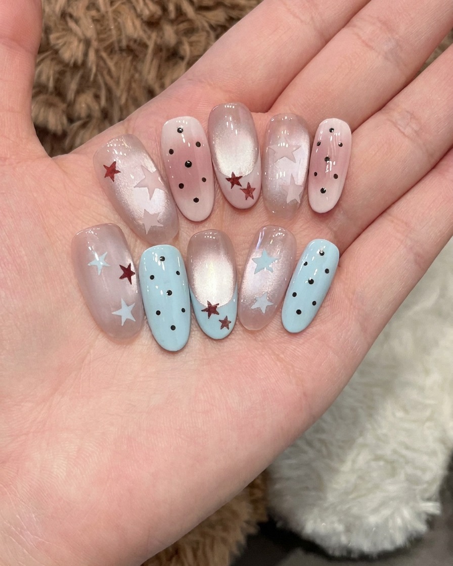 Ununghia con una base lattiginosa e una french tip rosa accuratamente dipinta sul dito medio.
