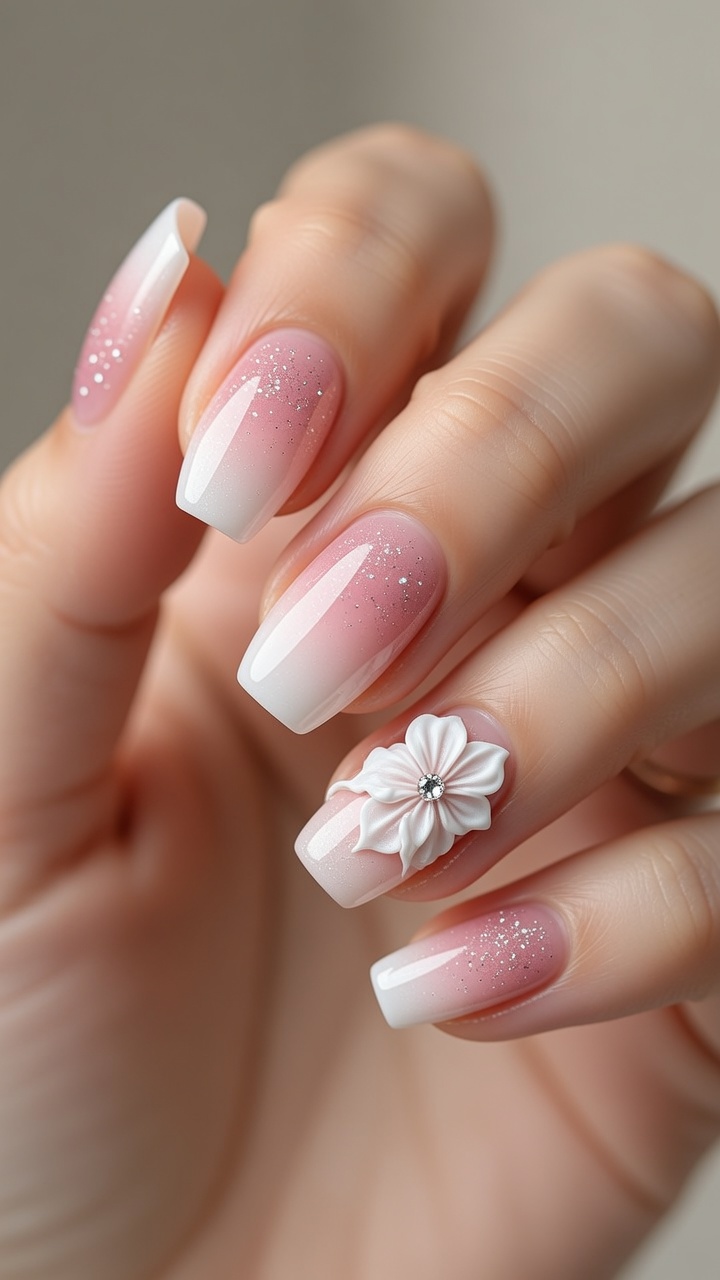 Tutorial Unghie: Sfumatura Rosa e Bianco con Decorazione 3D
