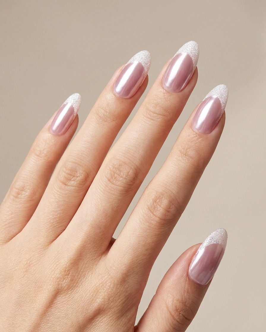 Primo piano che mostra una goccia di builder gel nude più denso che viene applicata e livellata sullunghia.