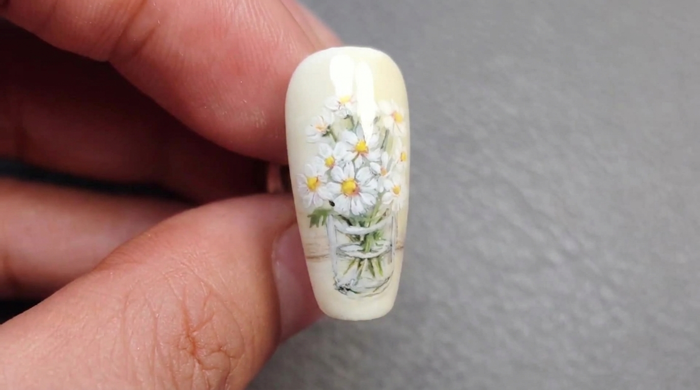 Nail Art Bouquet di Margherite Dipinte a Mano — Tutorial Gel Passo dopo Passo