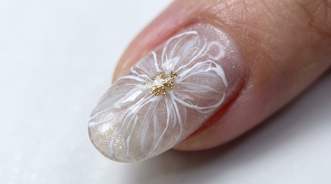 Nail Art con Fiori Bianchi a Strati — Tutorial Passo dopo Passo