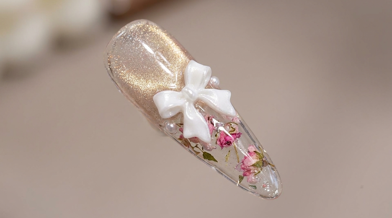Unghie Incapsulate effetto Ghiaccio con Rose — Tutorial Floreale 3D