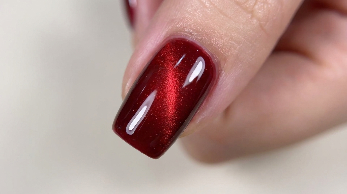 Unghie Cat-Eye Rosse con Sfumatura — Tutorial Professionale da Salone