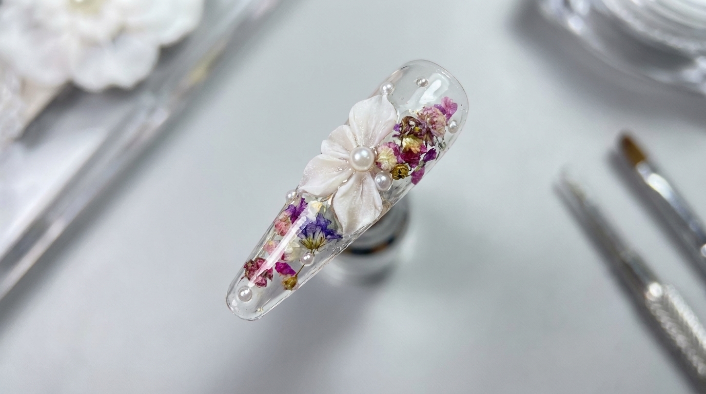 Tutorial nail art: Fiori secchi ghiacciati e decorazioni 3D