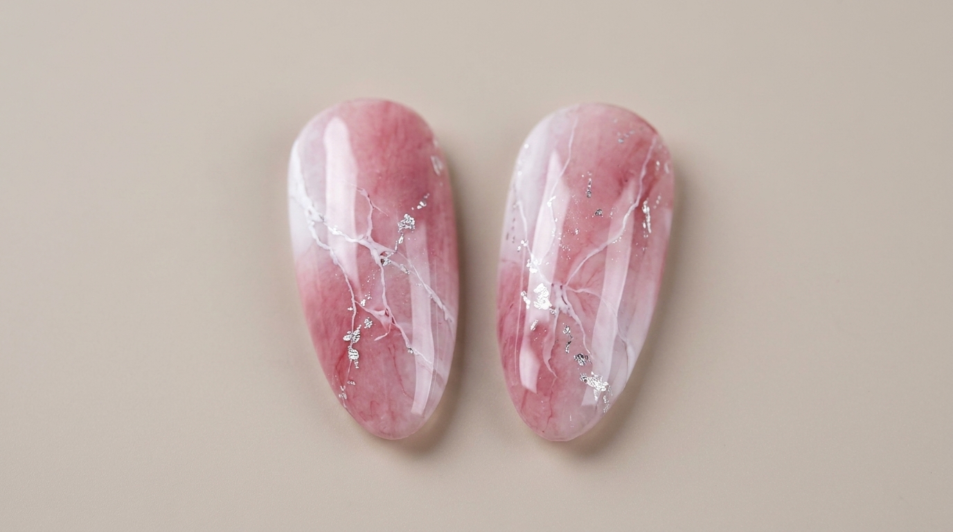 Nail Art Effetto Marmo Rosa — Tutorial Passo-Passo con Blooming Gel e Acquerello