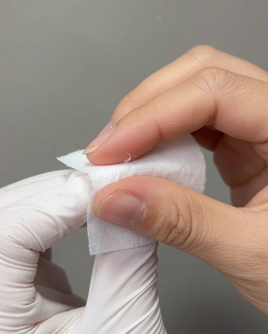 Spugnetta per makeup che tampona colori pastello su una tip per formare un gradiente.