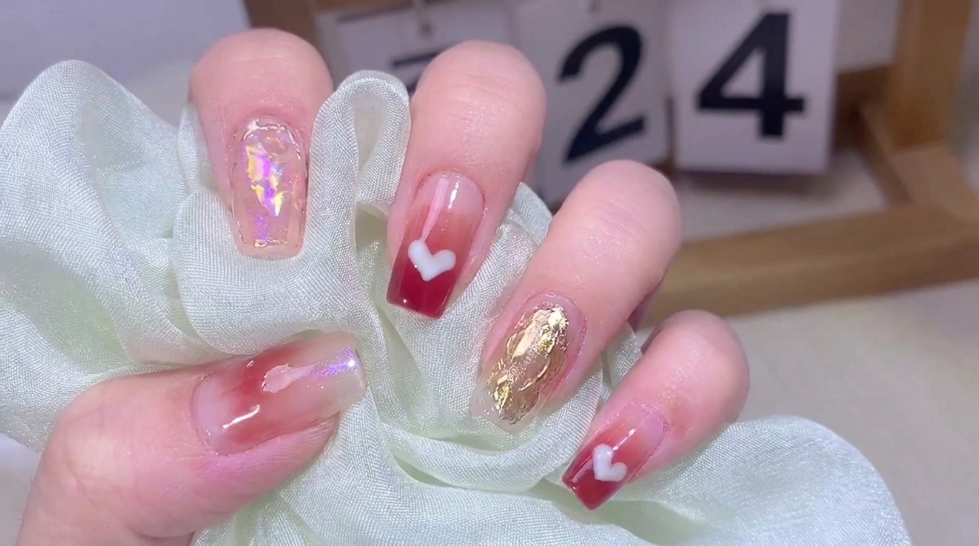 Unghie Sfumate Jelly con Cuore 3D e Texture Aurora — Tutorial Passo Passo