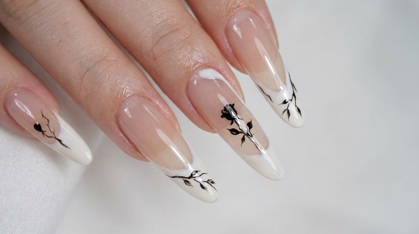 Tutorial: Nail Art in stile cinese con French irregolare e rose
