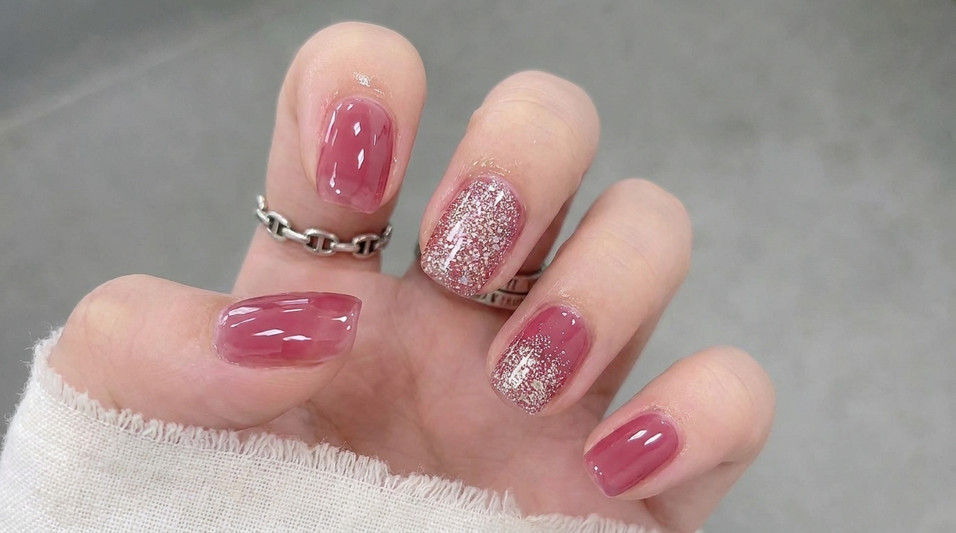 Unghie Ice Jelly con Glitter — Tutorial Passo dopo Passo