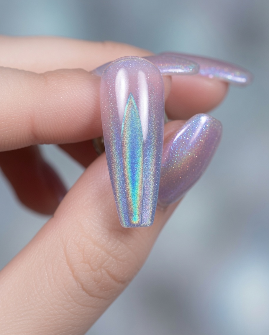 Una mano che usa un pad in cellulosa per pulire la superficie di ununghia in gel polimerizzata.