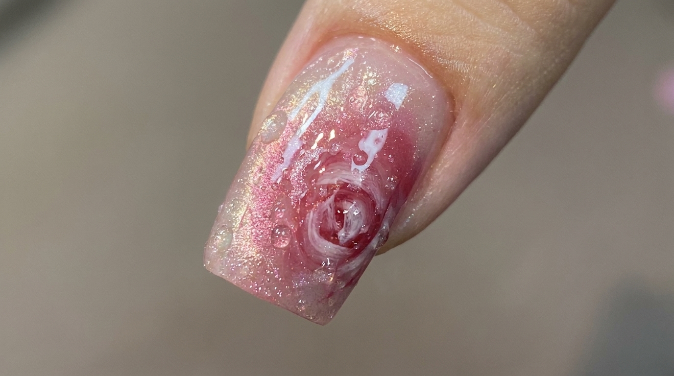 Water Mist Rose Cat Eye — Tutorial di Nail Art 3D