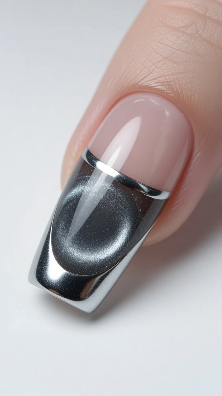 French Cat Eye Cromato — Tutorial Nail Art Spazio Negativo di Tendenza