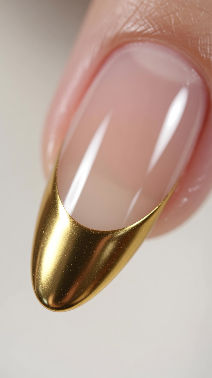 French Manicure con Chrome Oro — Tutorial Facile con Sticker
