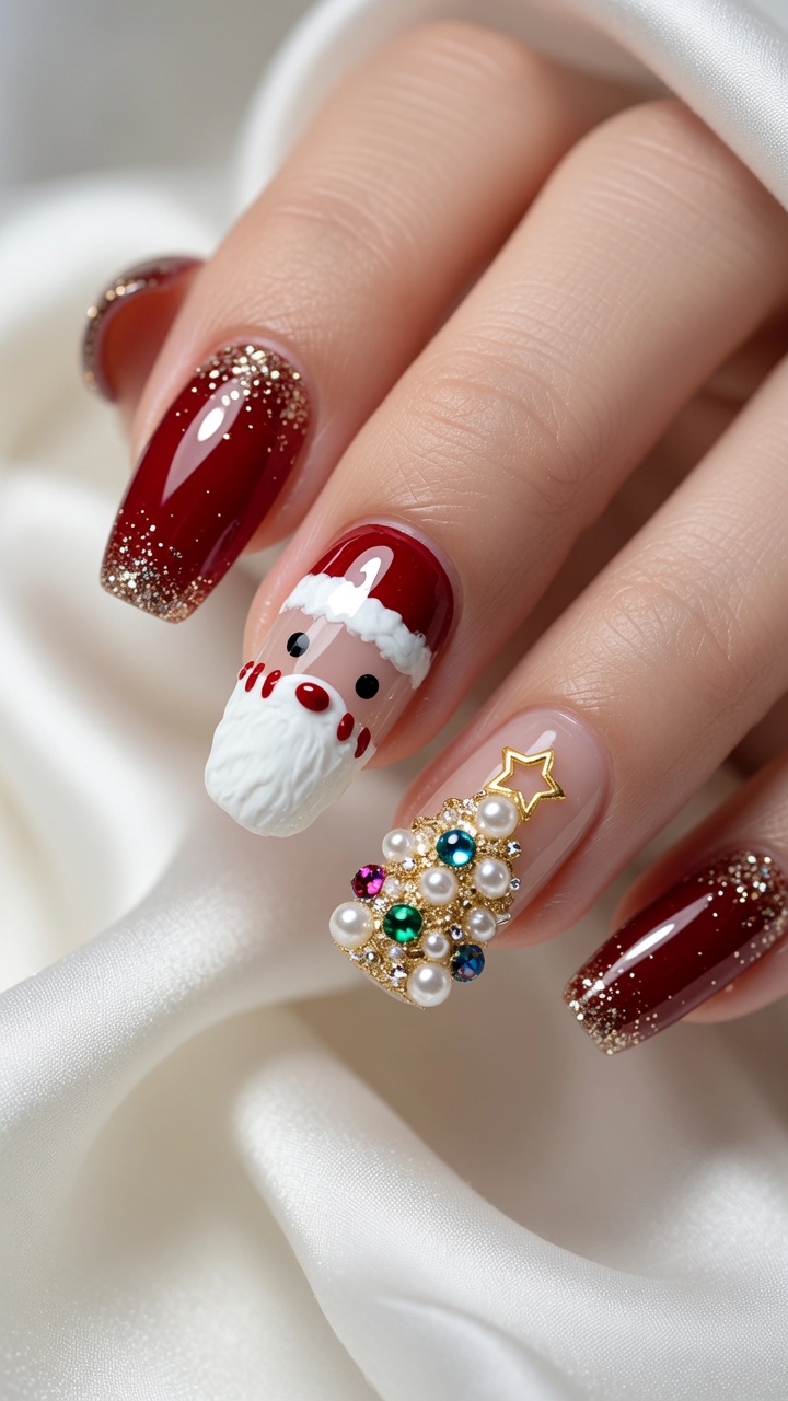 Tutorial Manicure Natalizia: Babbo Natale e Albero 3D