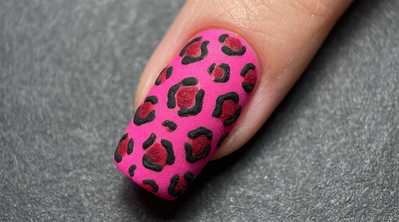 Nail Art Leopardata Fucsia Effetto Velluto — Tutorial Passo Dopo Passo
