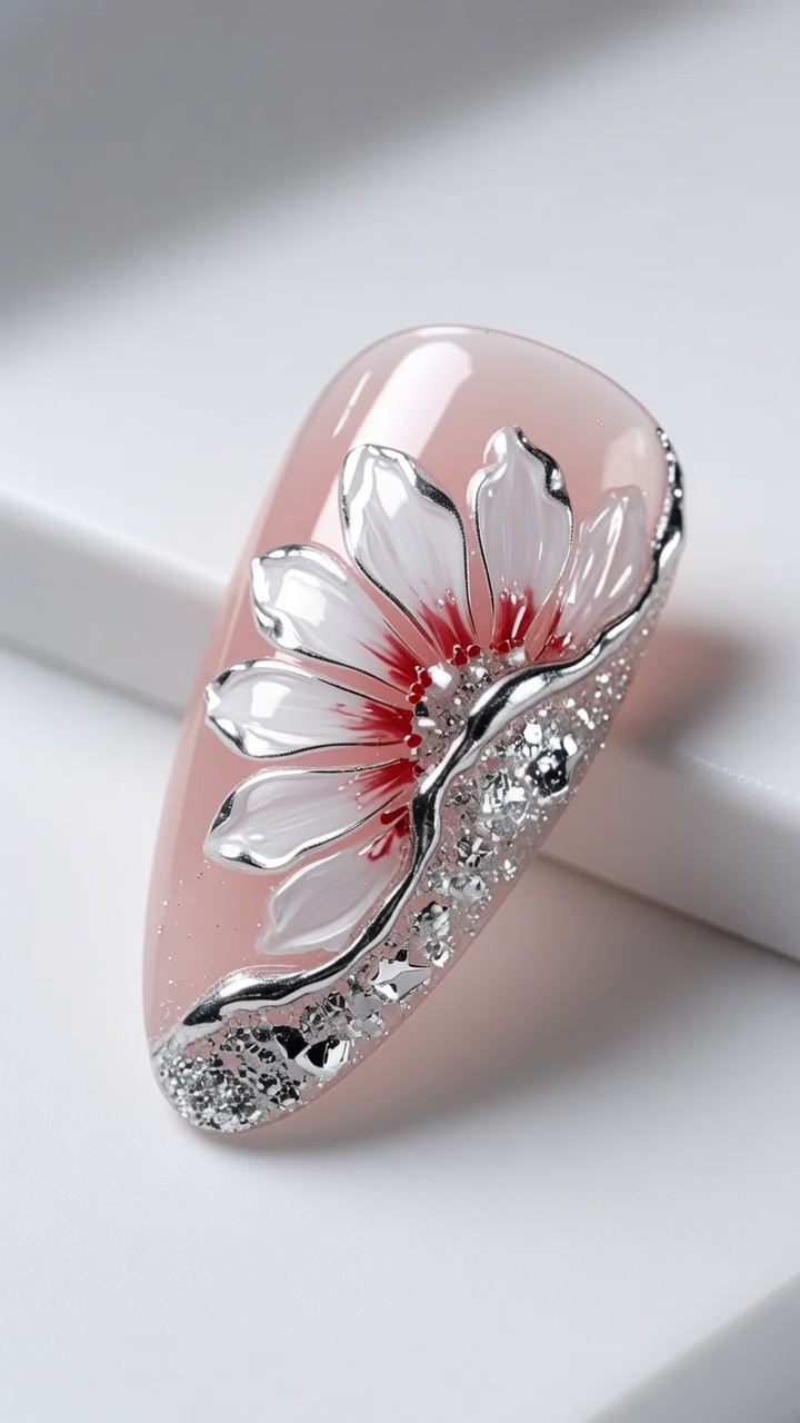 Nail Art con Margherite: Effetto Gel, Cromo e Dettagli 3D